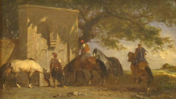 Arabs watering their horses by Eugene Fromentin